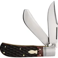 Rough Ryder Reserve Reserve Big Belly Trapper RRR042, D2, Finger Grooved Brown Bone, slipjoint pocket knife