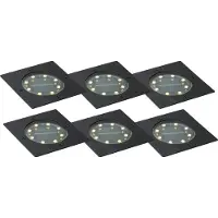 QAZQA 6 maanpäällisen spottivalon sarja musta neliö sis. LED IP65 Solar - Terry