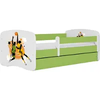 Kocot Kids Lastensänky ilman patjaa, laatikolla BabyDreams Green basketball, 160x80 cm, vihreä