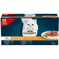Purina Gourmet Perle Mini Fillets in Sauce Variety Pack, Kissan märkäruoka, Adult, 60 x 85 g