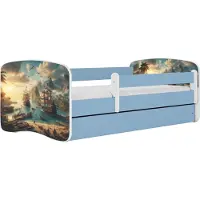 Kocot Kids Lastensänky ilman patjaa, laatikolla BabyDreams Blue ship, 180x80 cm, sininen