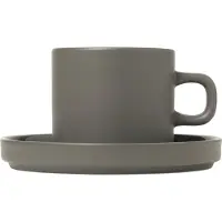 Blomus - Pilar Kahvikuppi ja aluslautanen 7 cm 2 kpl Pewter