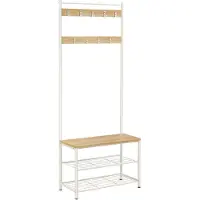 Vasagle Moderni naulakko ja kenkäsäilytys, tammi/valkoinen