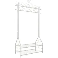 Songmics Vintage vaateteline ja ripustin, jossa vaatetanko ja 2 metallihyllyä 92 x 41 x 173 cm (L x S x K) kerma HSR07W