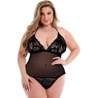 Baci Eco Mesh & Lace Teddy Black Queen Size
