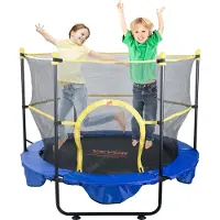 Vevor 5FT trampoliini lapsille, 60" sisä- ja ulkotrampoliini turvaverkolla, koripallokorilla ja meripalloilla, mini-taaperoiden virkistyskäyttöön tarkoitettu trampoliini syntymäpäivälahjoiksi yli 3-vu
