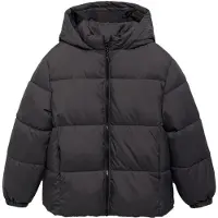 Mango Hood Puffer Coat - Black - 116