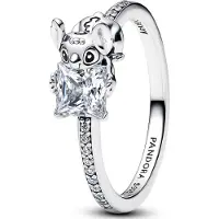 Pandora Disney Stitch Sterling Silver Ring With Clear Cubic Zirconia And Black Enamel - Silver - 58