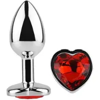 Afterdark Red Scarlet Anal Plug With Heart Jewel M