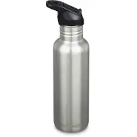 Klean Kanteen Classic 800 ml (W/ Flip Seal Sport Cap and Straw) Brushed Stainless Pullot 27 oz/800 ml