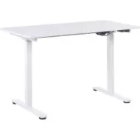 Beliani Työpöytä valkoinen 120 x 72-122 x 60 cm lastulevy teräs sähkösäädettävä moderni skandinaavinen Beliani