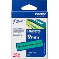 Brother TZ721 9 BLACK ON GREEN (TZE721)