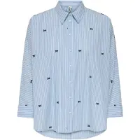 ONLY Onlzeidi Grace Ls Bow Emb Shirt Wvn - Blue - XS