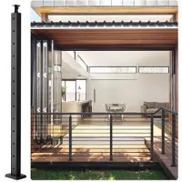Vevor -vaijerikaidetolppa, 42" x 1" x 2" teräksinen vaakasuora reikäinen kansikaidetolppa, 12 esiporattua reikää, SUS304 ruostumattomasta teräksestä valmistettu vaijerikaidetolppa vaakasuoralla ja kaar