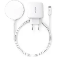 EPICO Magnetic Wireless latauskaapelisetti 7,5W/15W - USB-C kaapelilla & 20W PD laturi - valkoinen