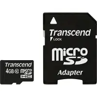 Transcend – 4GB microSD w/adapter Class10 (TS4GUSDHC10)