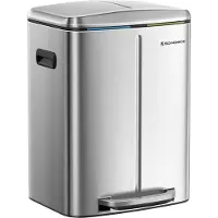 Songmics Kaksinkertainen roskakori, 2 x 20 litran keittiökori, kaksiosastoinen metallinen porrasastia, muoviset sisäkauhat, pehmeästi sul