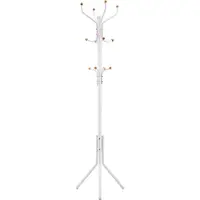Songmics Metallinen vaateripustin, eteinen puu 182 cm, kermanvalkoinen