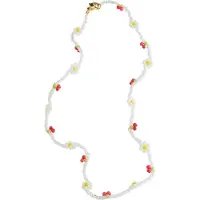 Timi Of Sweden Cherry & Flower Blead Necklace