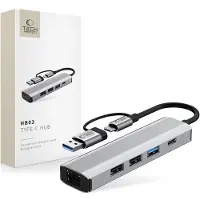 TechProtection HB03 HUB-SOVITIN 5IN1 TYPE-C + USB2.0 + USB3.0 + RJ45 TÄYSHARMAA