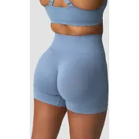 ICANIWILL Smooth Seamless Midi Shorts Metal Blue
