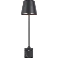 QAZQA Moderni pöytävalaisin musta 37cm sis. LED himmennettävä IP54 ladattava - Topi