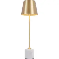 QAZQA Moderni pöytävalaisin kulta 37cm sis. LED himmennettävä IP54 ladattava - Topi