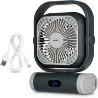 Medion LIFE camping fan E10 TF (MD 12065) gray/white wireless cordless table fan 20 W with 110° oscillation and LED light (50078440)
