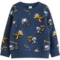 Lindex Sweatshirt Working Vehicle Aop - Navy - 116