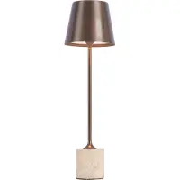 QAZQA Moderni pöytävalaisin tumma pronssi 37cm sis. LED himmennettävä IP54 ladattava - Topi