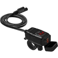 INF USB-C / USB-pikalaturi autoon ja moottoripyörään Musta