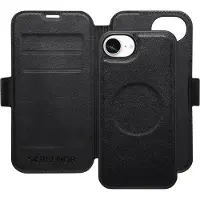 Screenor First 2-in-1 MagSafe -lompakkokotelo, iPhone 16e, Musta