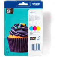Brother LC123RBWBP, Syaani, Magenta, Keltainen, Väriainepohjainen muste, 3 kpl, 600 sivua, Monipakkaus