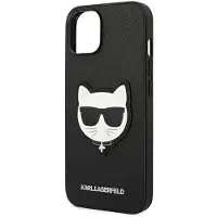 Karl Lagerfeld iPhone 14 Plus Kuori Saffiano Choupette Musta