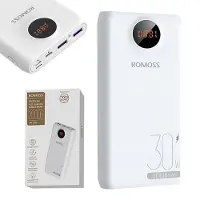 24hShop Romoss Pro Powerbank 20000mAh, PD 30W ja LED-näyttö - Valkoinen