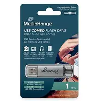 MediaRange MR941-1, 1 TB, USB Type-A / USB Type-C, 3.2 Gen 1 (3.1 Gen 1), 400 MB/s, Suojus, Hopea