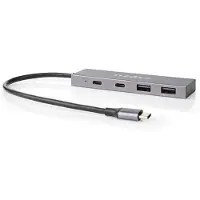 Nedis Uhubu3450at Usb-keskitin Usb-c 3.2 Gen 2 M-2x Usb-a/2x Usb-c F 4-porttinen Usb-käyttöinen 10 Gbps
