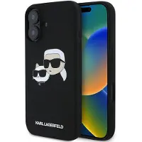 Karl Lagerfeld MagSafe -silikoninen musta suojakuori iPhone 16 Plussalle
