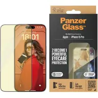 PanzerGlass iPhone 15 Pro EyeCare Ultra-Wide Fit EasyAligner karkaistu lasi näytönsuoja - musta reuna