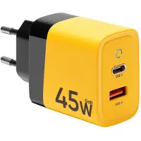 Tactical Microgrid GaN 45W seinälaturi - PD3.0 USB-C, QC3.0 USB-A - keltainen