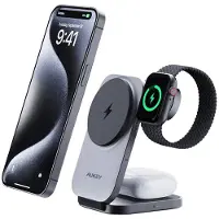 Aukey 3in1 kokoontaitettava langaton laturi (harmaa)
