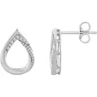 Lykken Elegance valkokultaiset timanttikorvakorut 10,0 x 13,6 mm
