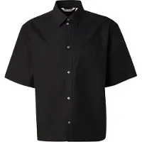 Weekday Relaxed Fit Short-Sleeved Cotton Shirt - Black - M