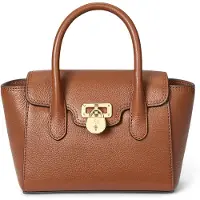 Lauren Accesorios for woman. 431969349001 Tanner small leather satchel bag in brown leather (OSFA), Beige, Casual