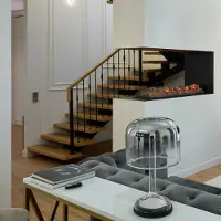 Maytoni Led pöytävalaisin Spirito, Alumiini/harmaa/sinkki, Olohuone/ruokailutila, Lasi