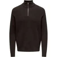 Only & Sons Onsphil Reg 12 Struc Half Zip Knit Noos - Brown - XL