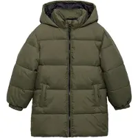 Mango Long Coat With Padded Lining - Green - 128
