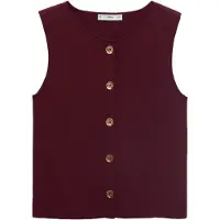 Mango Fine-Knit Gilet - Burgundy - XS