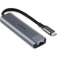Lindy USB 3.2 Gen 2 Type C Hub & Gigabit Ethernet Converter USB hub - 4 porttia - USB 3.2 - Harmaa