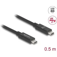 DeLOCK – USB 80 Gbps Kaapeli USB-C Uros-Uros 16K 60 Hz PD 3.1 240W Koaks 0,5 m (81210)